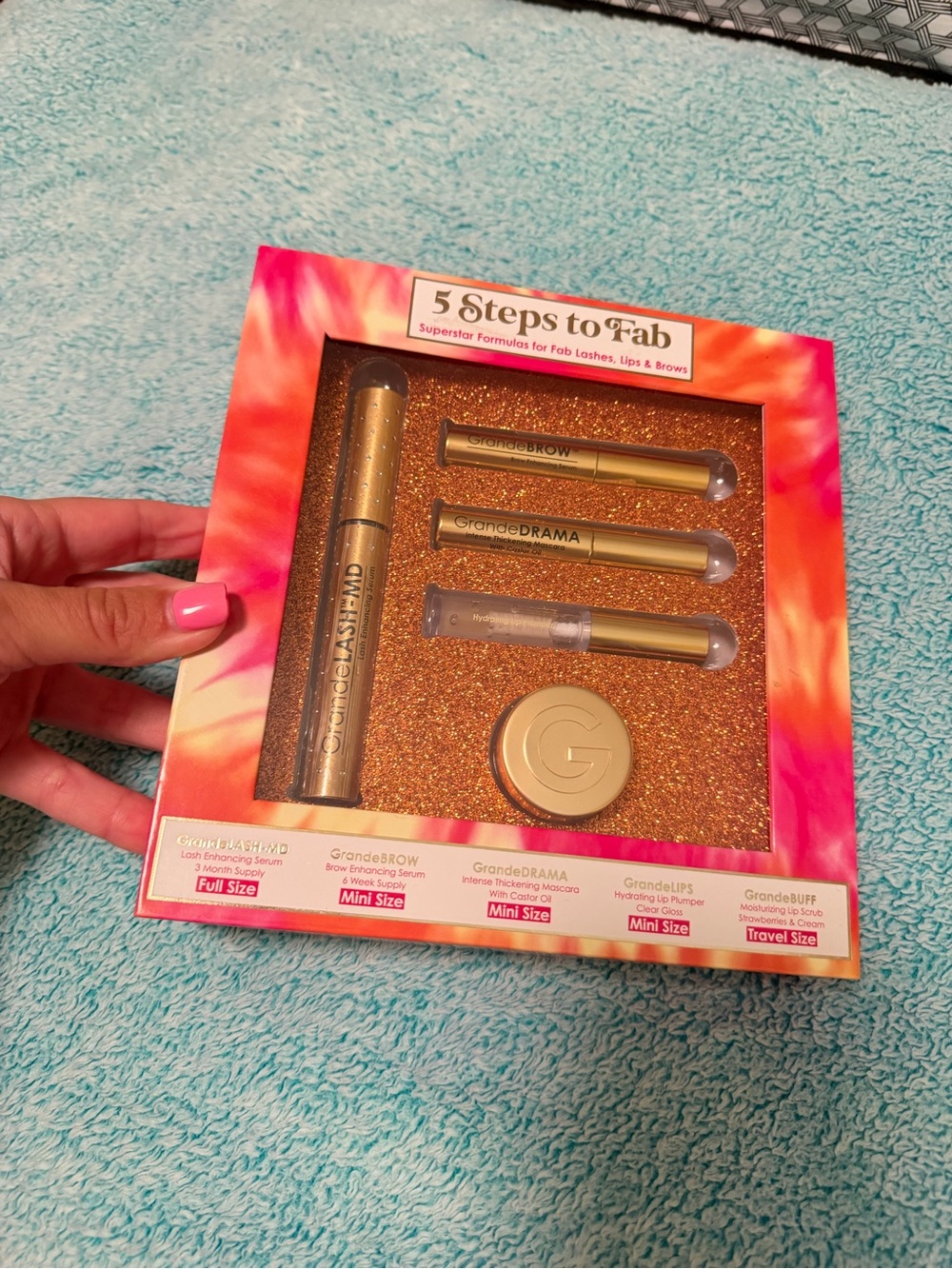 Grande Cosmetics 5 Steps to Fab Lash, Brow & Lip Kit - Pink/Gold